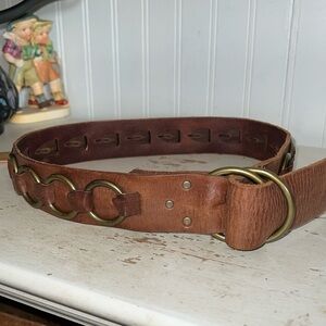 WCM New York designer wide leather and brass belt